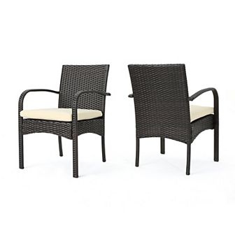 Merax PE Wicker Dining Chairs, Set of 2, Outdoor/Indoor Rattan Patio Seating