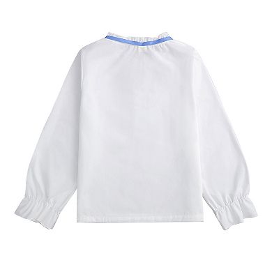 Girls Long Sleeve Button Down Shirt and Pleated Skirt School Uniform 2 Piece Outfit Set 3-12Y