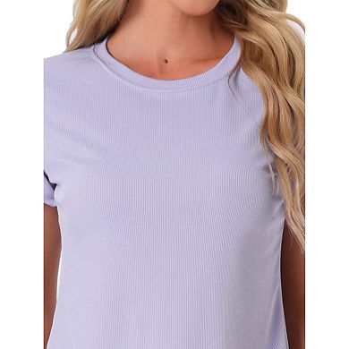 Women's Pajama Set Soft Short Sleeve Shorts Set Crewneck Ruffle Lounge Set with Pocket