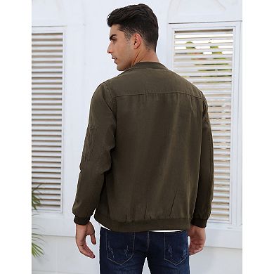 Men's Suede Bomber Varsity Leather Jackets Lightweight Softshell Flight Full Zip Casual Coat