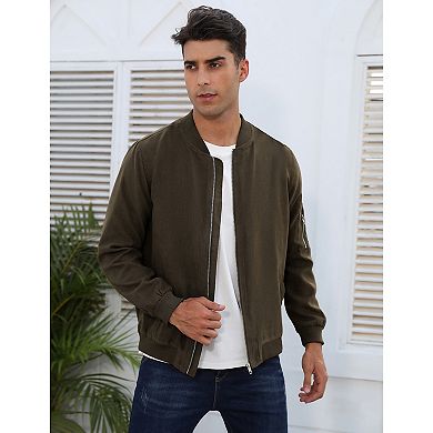 Men's Suede Bomber Varsity Leather Jackets Lightweight Softshell Flight Full Zip Casual Coat