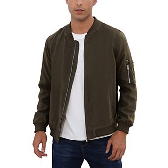 Men's Suede Bomber Varsity Leather Jackets Lightweight Softshell Flight Full Zip Casual Coat