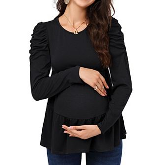 Maternity Shirts Women's Long Sleeve Maternity Blouse Pregnancy Tunic Tee Tops