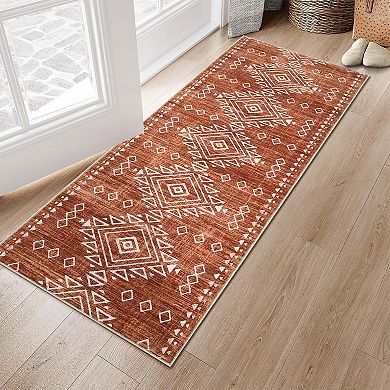Garvee Machine Washable Faux Wool Vintage Area Rug Foldable Non Slip for Living Room