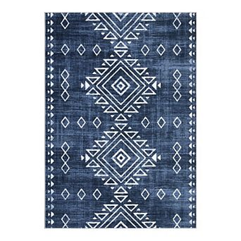 Garvee Machine Washable Faux Wool Vintage Area Rug Foldable Non Slip for Living Room