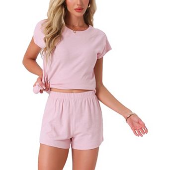 Women's Cap Sleeve Pajamas Tops with Shorts 2 pc Soft Round Neck Casual Pjs Loungewear Sets