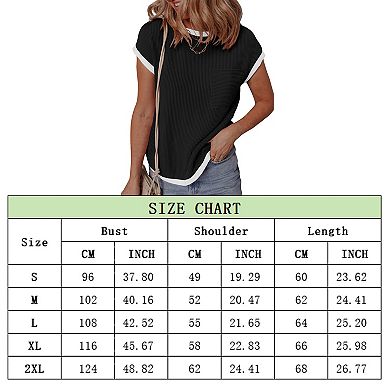 Women's Casual Loose Fit T-Shirt Ribbed Short Sleeve Top with Front Pocket