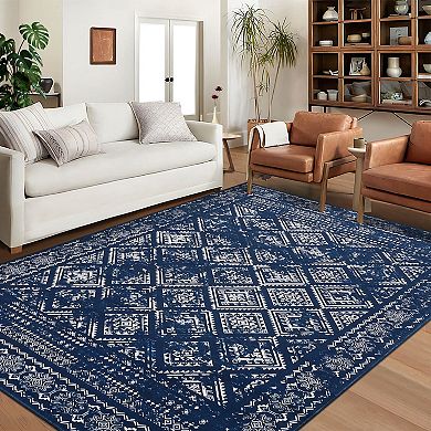 Garvee Machine Washable Non Slip Area Rug for Livingroom Soft Cotton Carpet for Home Use
