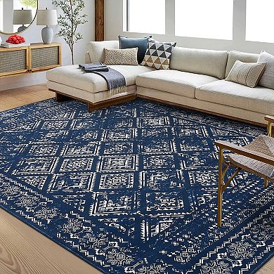 Garvee Machine Washable Non Slip Area Rug for Livingroom Soft Cotton Carpet for Home Use