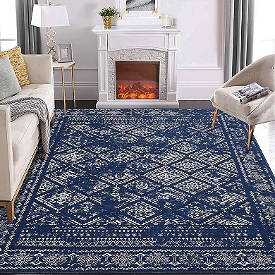 Garvee Machine Washable Non Slip Area Rug for Livingroom Soft Cotton Carpet for Home Use