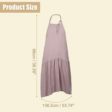 Cotton Linen Apron, Halter Apron, Apron with Pockets, Adjustable Neck Strap Apron