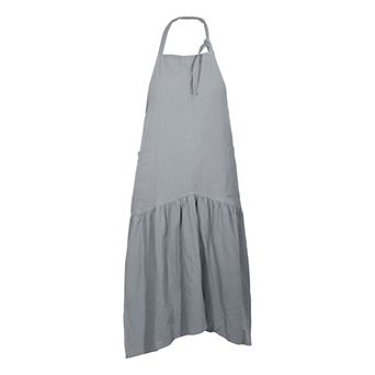 Cotton Linen Apron, Halter Apron, Apron with Pockets, Adjustable Neck Strap Apron