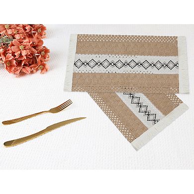 Farmhouse Placemats Set of 4 Placemats for Dining Table Decor with Tassel Washable Table Mat