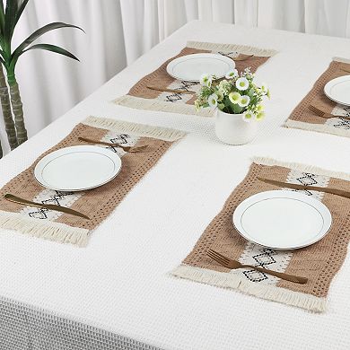 Farmhouse Placemats Set of 4 Placemats for Dining Table Decor with Tassel Washable Table Mat