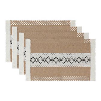 Farmhouse Placemats Set of 4 Placemats for Dining Table Decor with Tassel Washable Table Mat