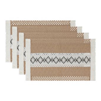 Farmhouse Placemats Set of 4 Placemats for Dining Table Decor with Tassel Washable Table Mat