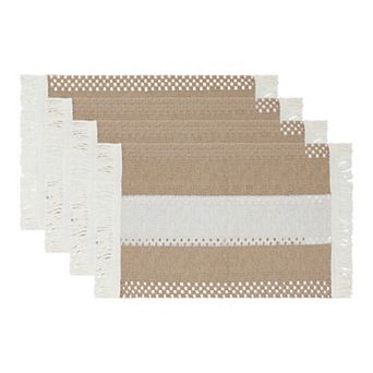 Farmhouse Placemats Set of 4 Placemats for Dining Table Decor with Tassel Washable Table Mat