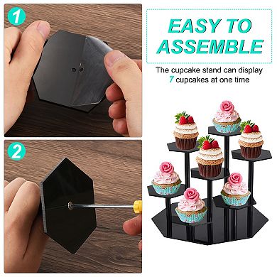 Acrylic Display Stand For Figures, 7-Tier Acrylic Display Risers For Collectibles, Cupcakes Stand