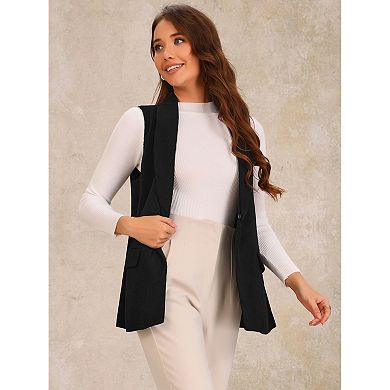 Women's Sleeveless Blazer Shawl Collar Open Front Work Office Suit Vest Jacket