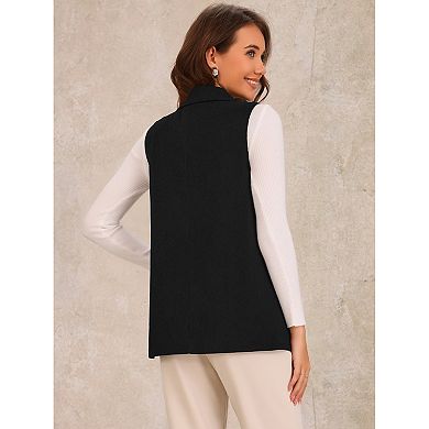 Women's Sleeveless Blazer Shawl Collar Open Front Work Office Suit Vest Jacket