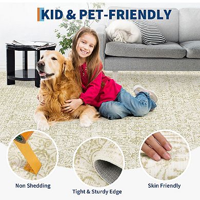 Garvee Machine Washable Non Slip Area Rug for Livingroom Soft Carpet for Home Use