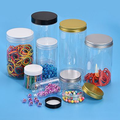 Round Plastic Jars with Screw Top Lid, 7oz Empty Containers for Organizing 2 Pcs
