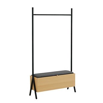 MANHATTAN COMFORT Paloma Modern Open Hanging Closet with Linen Weave Upholstered Seat