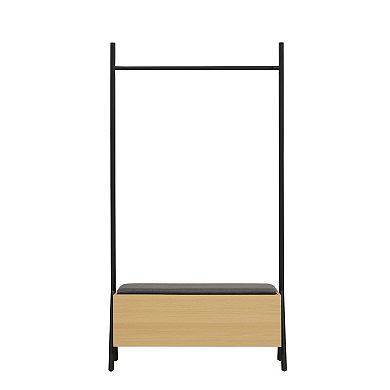 MANHATTAN COMFORT Paloma Modern Open Hanging Closet with Linen Weave Upholstered Seat