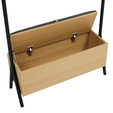 MANHATTAN COMFORT Paloma Modern Open Hanging Closet with Linen Weave Upholstered Seat