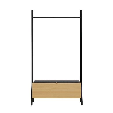 MANHATTAN COMFORT Paloma Modern Open Hanging Closet with Linen Weave Upholstered Seat