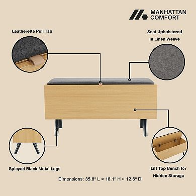 MANHATTAN COMFORT Paloma Upholstered Entry Storage Bench