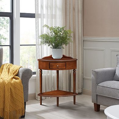 Leick Furniture Coastal Solid Wood Corner Wedge Table with Drawer