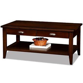 Leick Furniture Solid Wood Coffee Table with Drawers & Shelf
