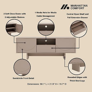 MANHATTAN COMFORT Ella Modern TV Stand with Adjustable Shelves