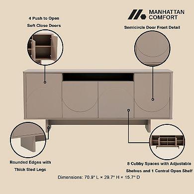 MANHATTAN COMFORT Ella Modern Sideboard Table with Adjustable Shelves