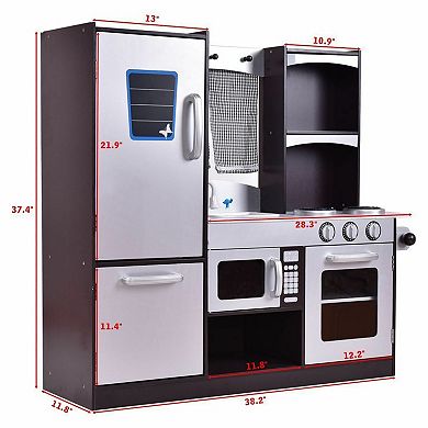 Costway Wooden Kitchen Kids Cooking Playset