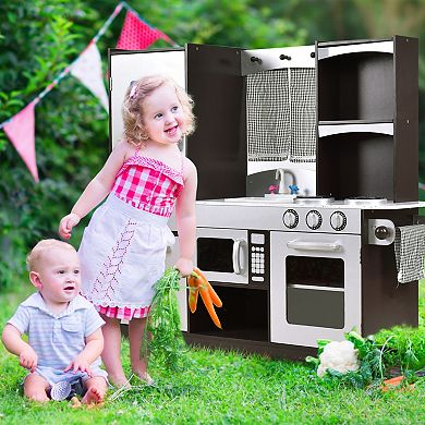 Costway Wooden Kitchen Kids Cooking Playset