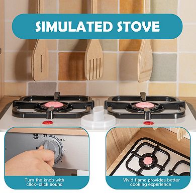 Costway Wooden Kids Play Kitchen Set with Utensils & Sound