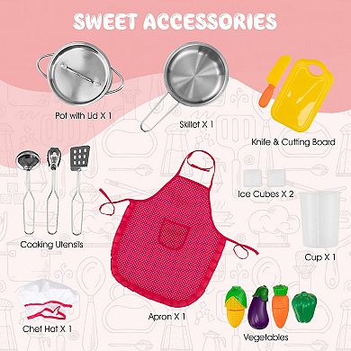 Costway Kids Corner Kitchen Play Set with Sound and Light Effects