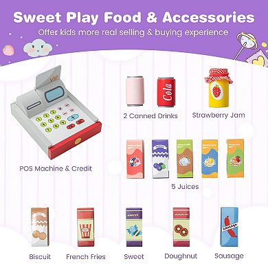 Costway Kids Wooden Grocery Store Playset with Cash Register