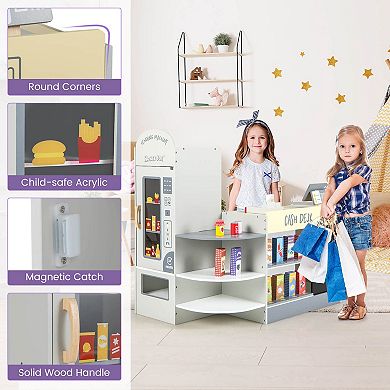 Costway Kids Wooden Grocery Store Playset with Cash Register