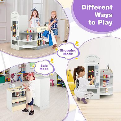 Costway Kids Wooden Grocery Store Playset with Cash Register
