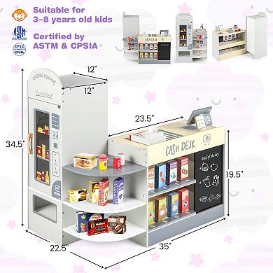 Costway Kids Wooden Grocery Store Playset with Cash Register