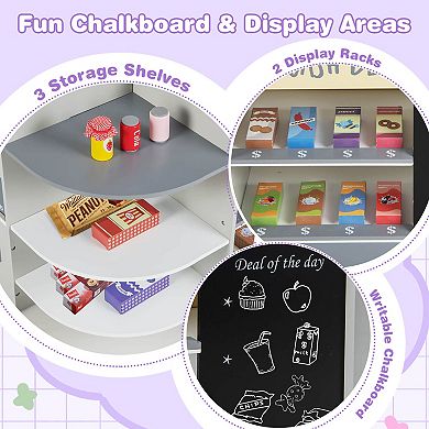 Costway Kids Wooden Grocery Store Playset with Cash Register