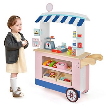 Costway Kids Snacks & Sweets Food Cart Play Set with 30 Accessories