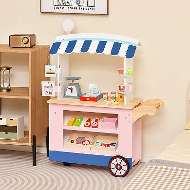 Costway Kids Snacks & Sweets Food Cart Play Set with 30 Accessories