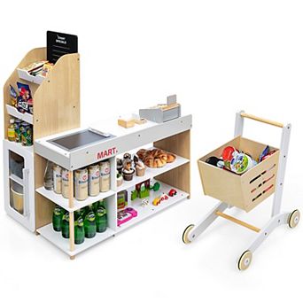 Costway Grocery Store Playset Supermarket Shopping Set with Cart