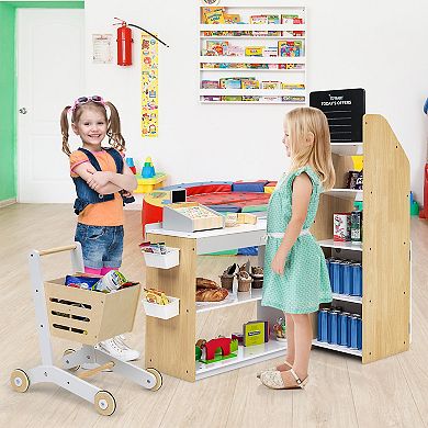 Costway Grocery Store Playset Supermarket Shopping Set with Cart