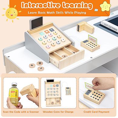 Costway Grocery Store Playset Supermarket Shopping Set with Cart