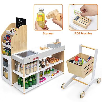 Costway Grocery Store Playset Supermarket Shopping Set with Cart